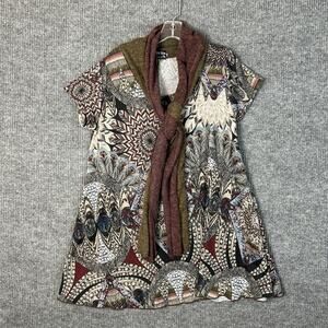 Ibiza Line Womens Dress With Built In Scarf Size L/XL Multi Color Boho Artsy
